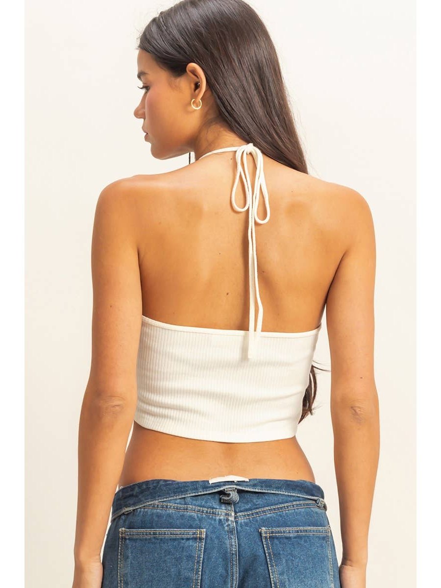 HALTER CUTOUT CROP TOP