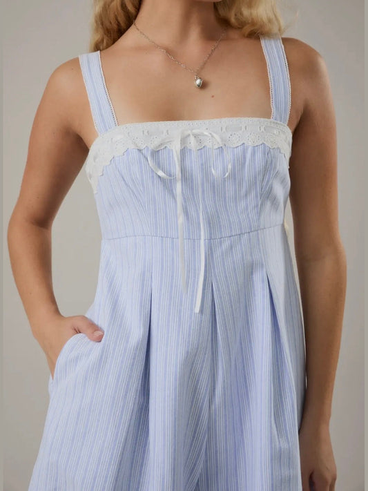 STRIPED MINI ROMPER WITH SIDE POCKET