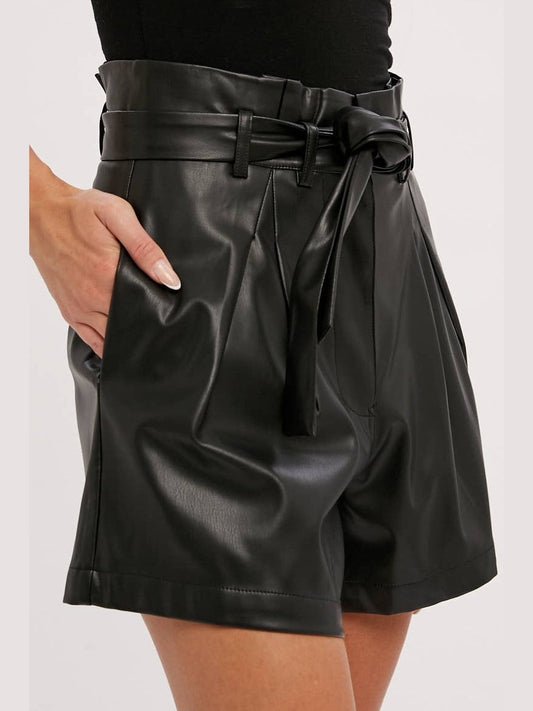 HIGH WAISTED VEGAN LEATHER SHORTS