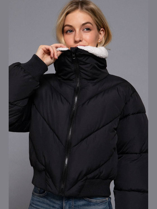 SHERPA COLLAR PUFFER JACKET