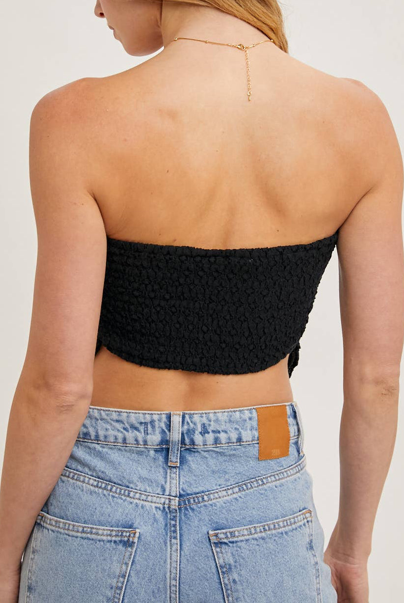 BLACK LACE BANDANA TOP