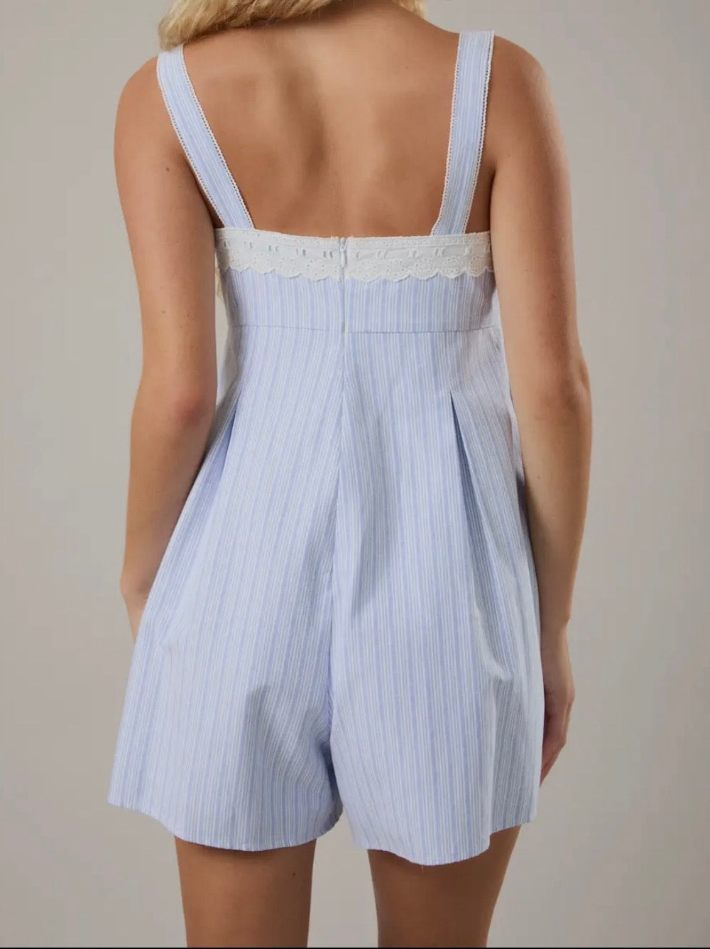 STRIPED MINI ROMPER WITH SIDE POCKET