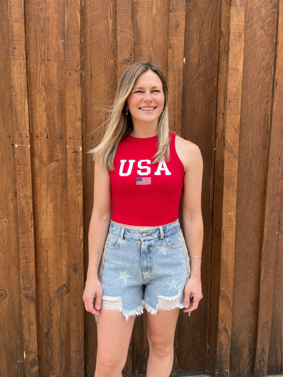 RED USA FITTED TANK