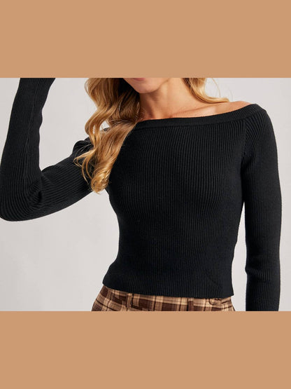OFF THE SHOULDER KNIT SWEATER
