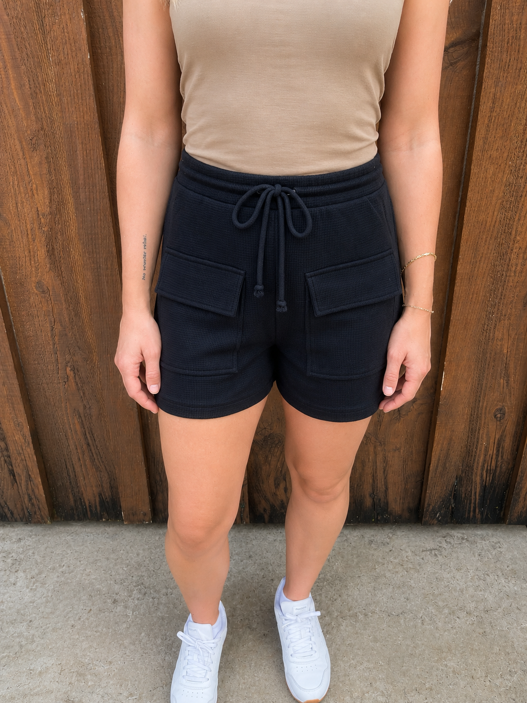 WAFFLE KNIT FRONT POCKET SHORTS