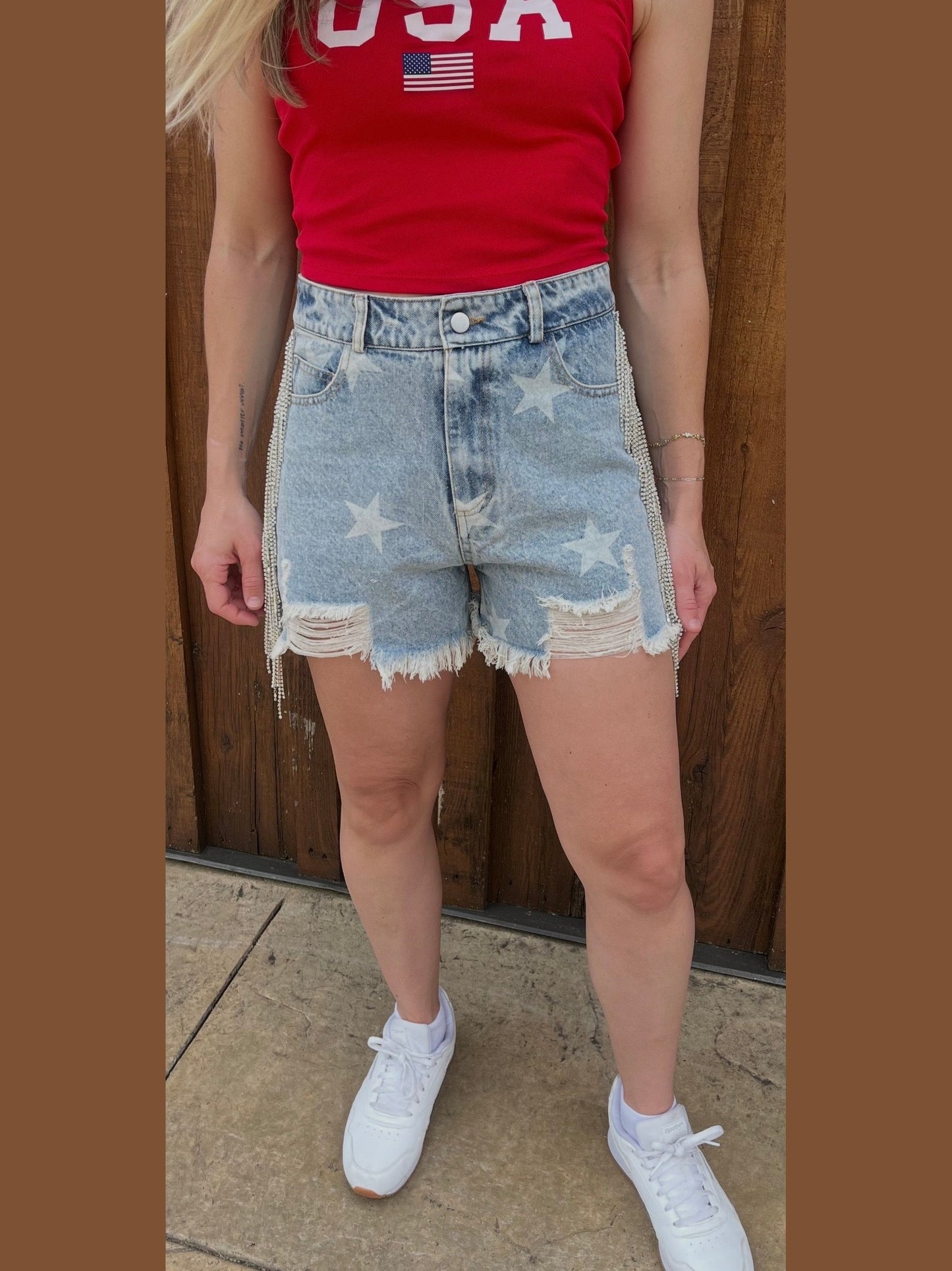 STAR DENIM SHORTS