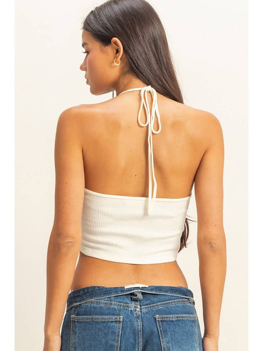 HALTER CUTOUT CROP TOP