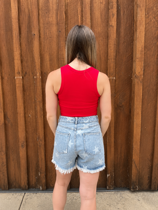 RED USA FITTED TANK