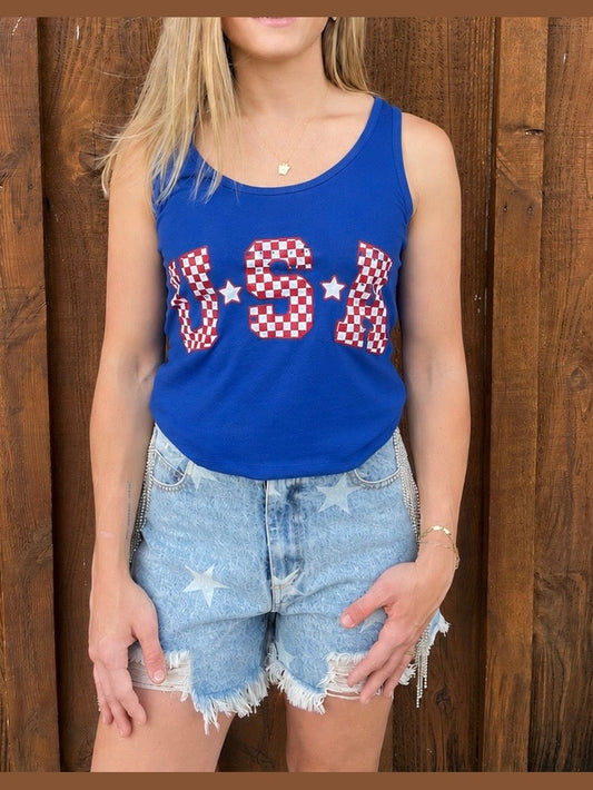 CHECKERED USA RACERBACK TANK