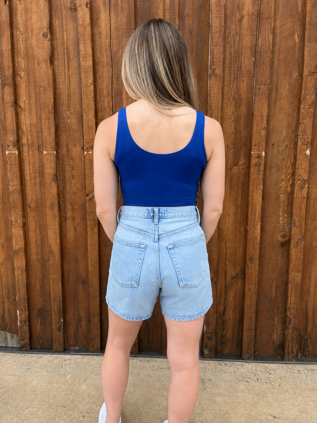 BLUE SCOOP NECK BODYSUIT