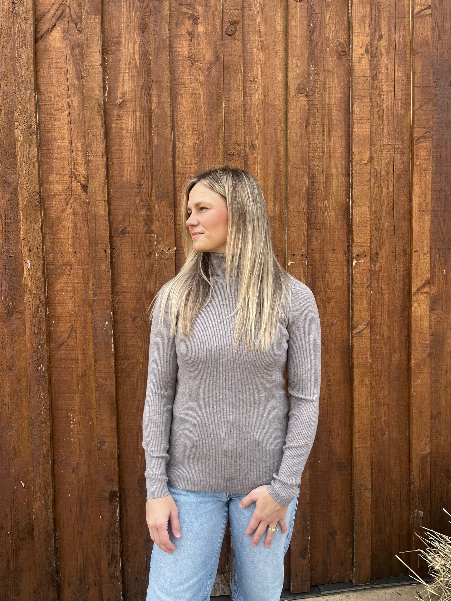ESSENTIAL RIB TURTLE NECK PULLOVER