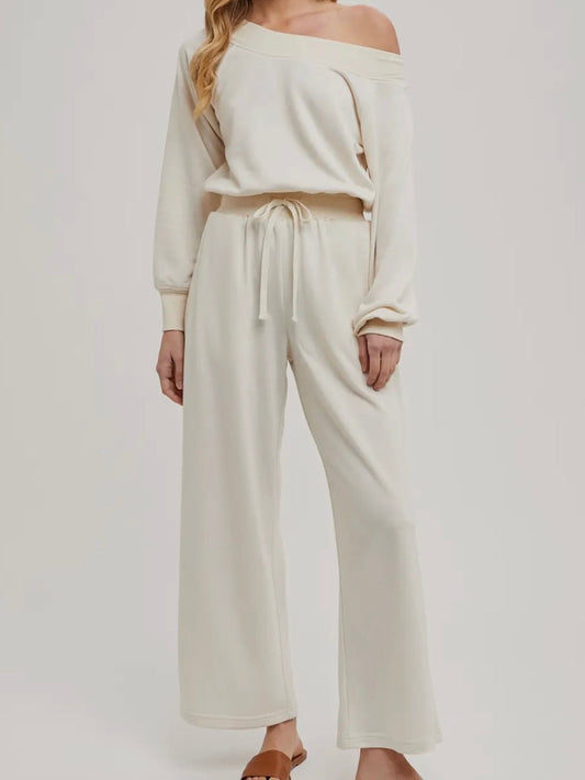 WIDE NECK OFF THE SHOULDER JUMPSUIT