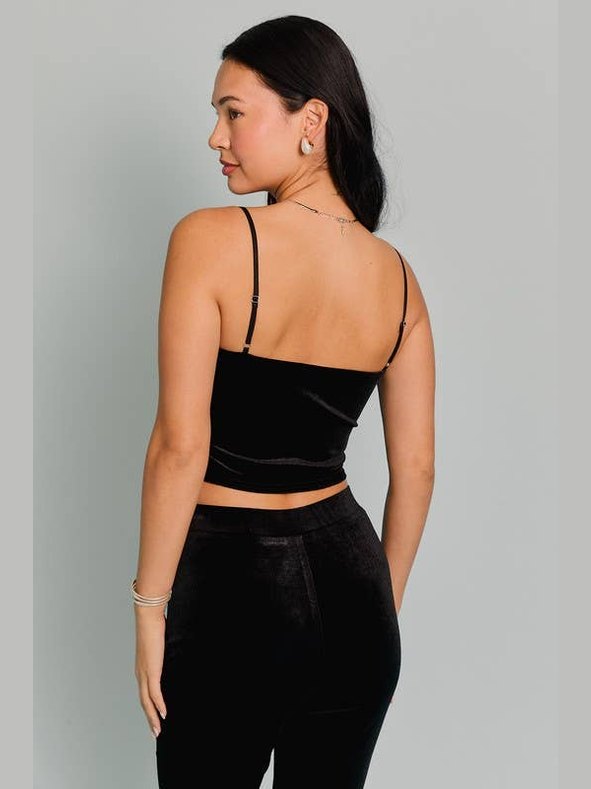 BLACK BOW VELVET TANK MATCHING SET