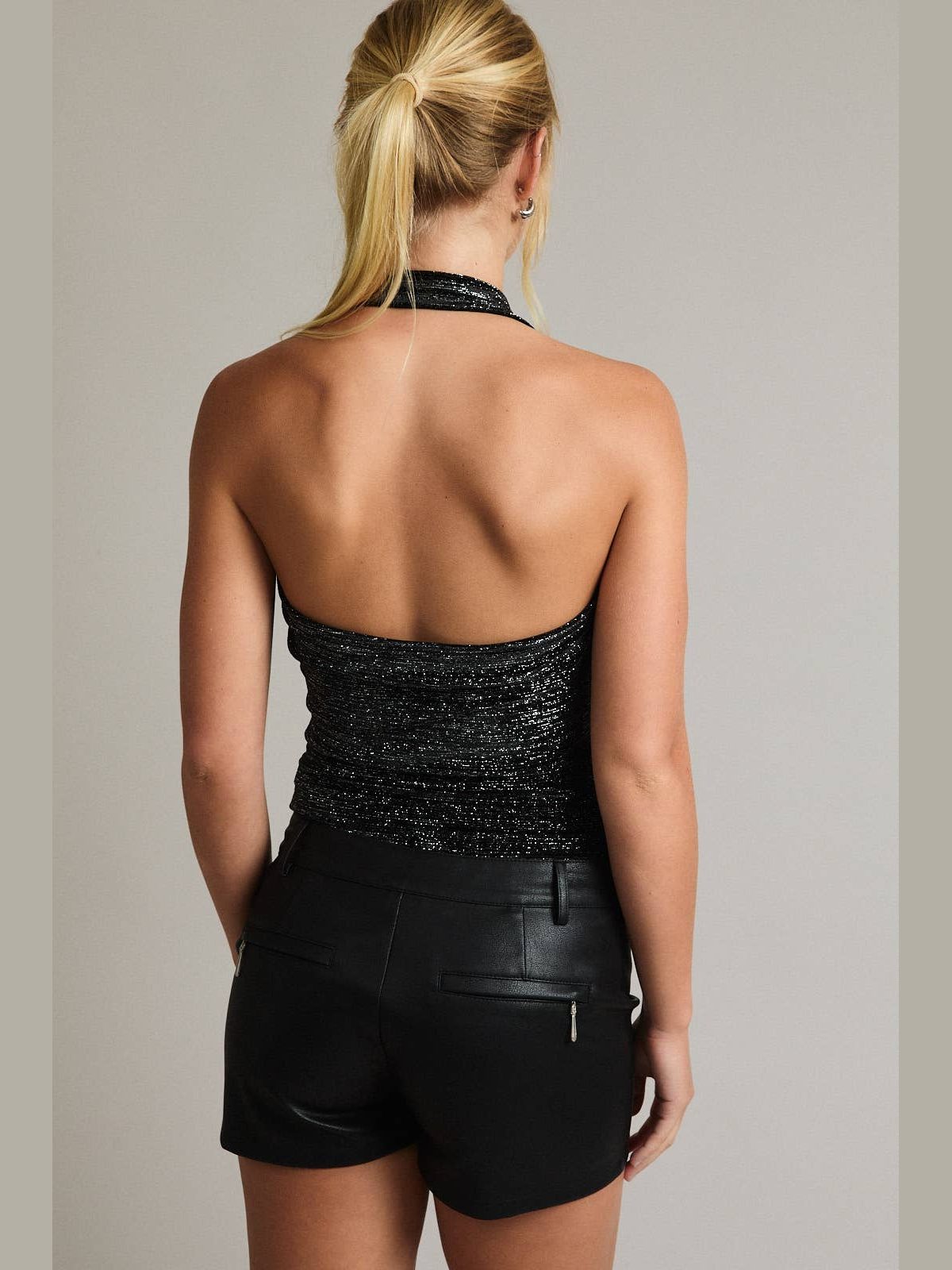 VELVET HALTER BODYSUIT