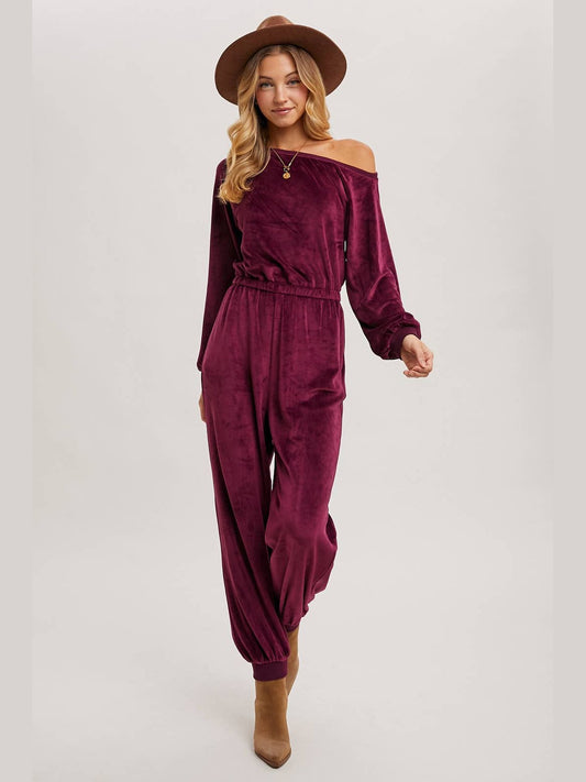 VELVET JUMPSUIT (PLUM)