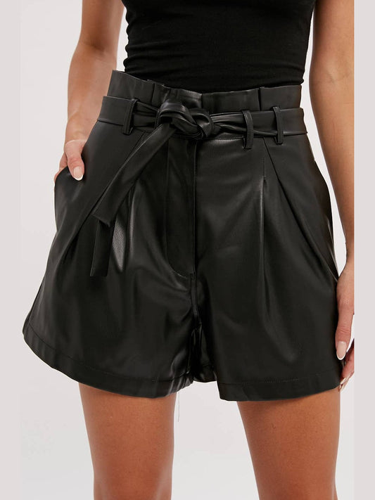 HIGH WAISTED VEGAN LEATHER SHORTS