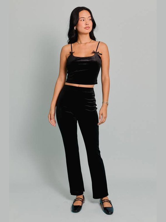 BLACK BOW VELVET TANK MATCHING SET
